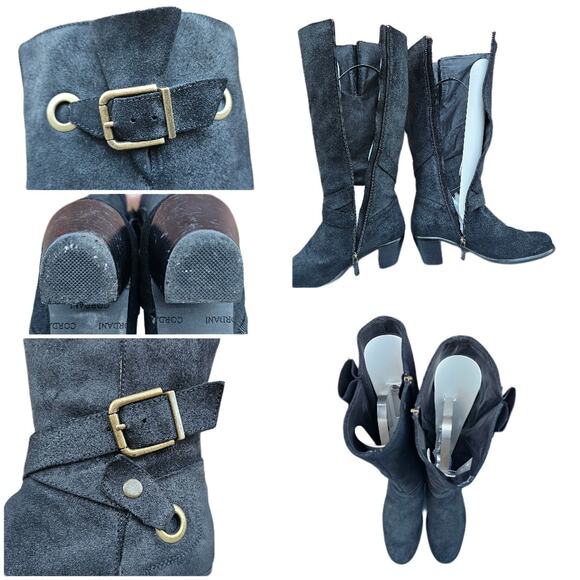 Tall Riding Boots KneeHigh Cordani Orlando Sz EU40 US 9 Black Suede Leather Moto - Picture 10 of 13